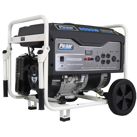 PULSAR Portable Generator, Gasoline, 5,000 W Rated, 6,000 W Surge, Recoil Start, 120/240V AC, 50 A A PG6000R